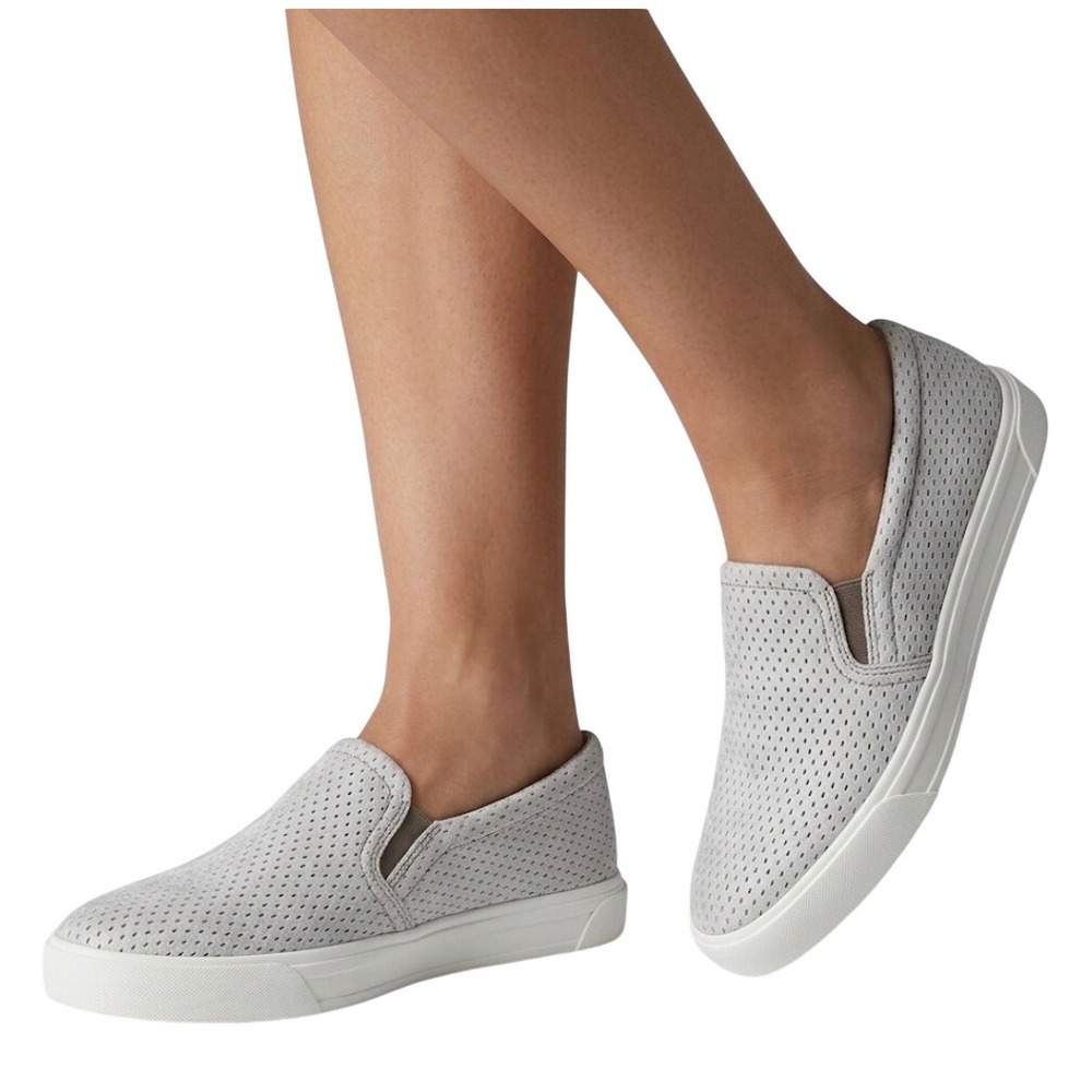 Naturalizer Aileen Grey Metallic Perforated Leather Slip On Sneakers Womens 9M